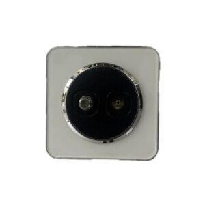 پریز انتن دوکاره اسپیناس سفید دورنقره ای میانه مشکی