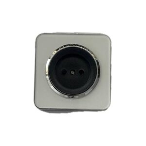 پریز برق اسپیناس سفید دورنقره ای میانه مشکی